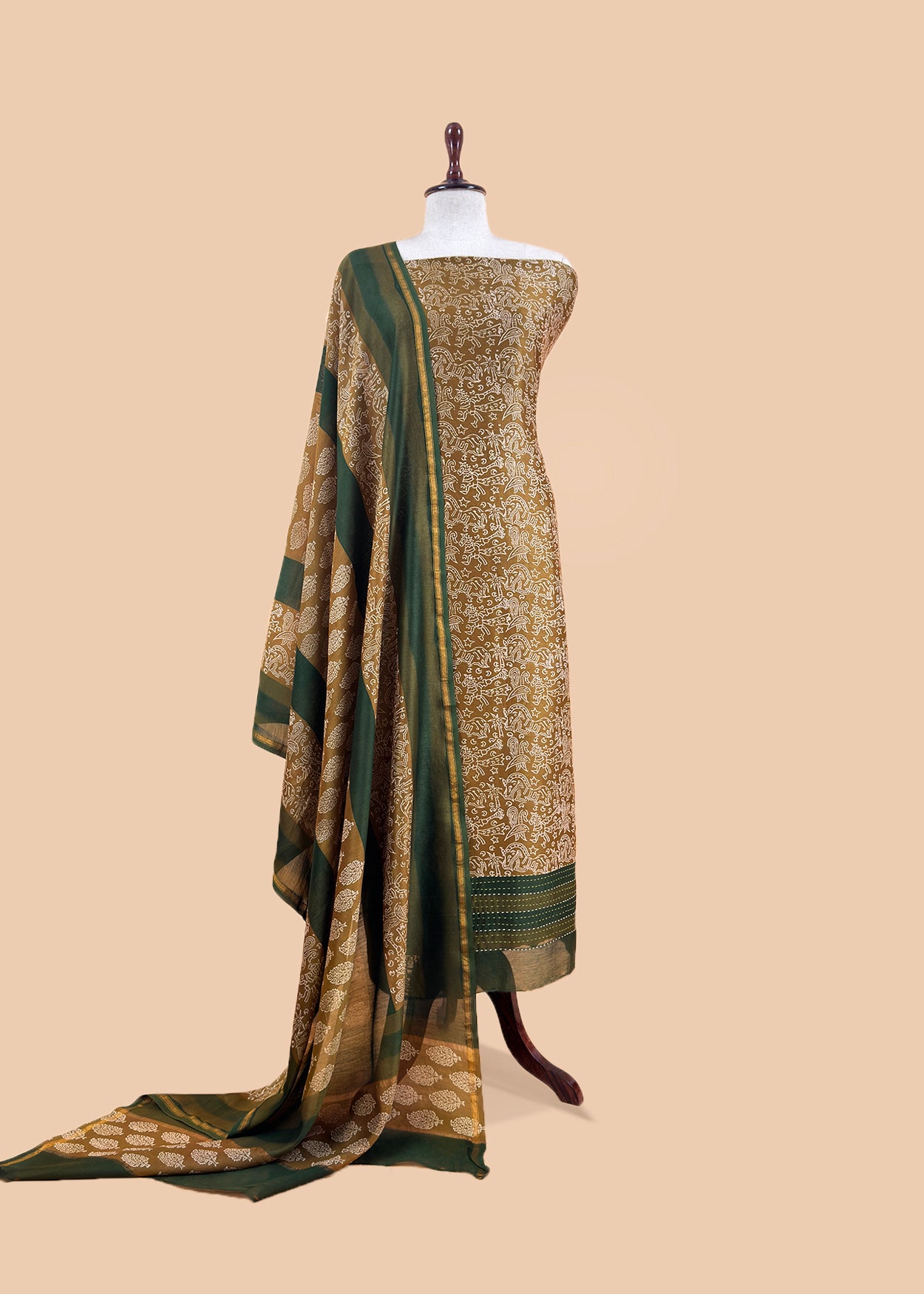 Pure Maheshwari Silk Suit With Dupatta