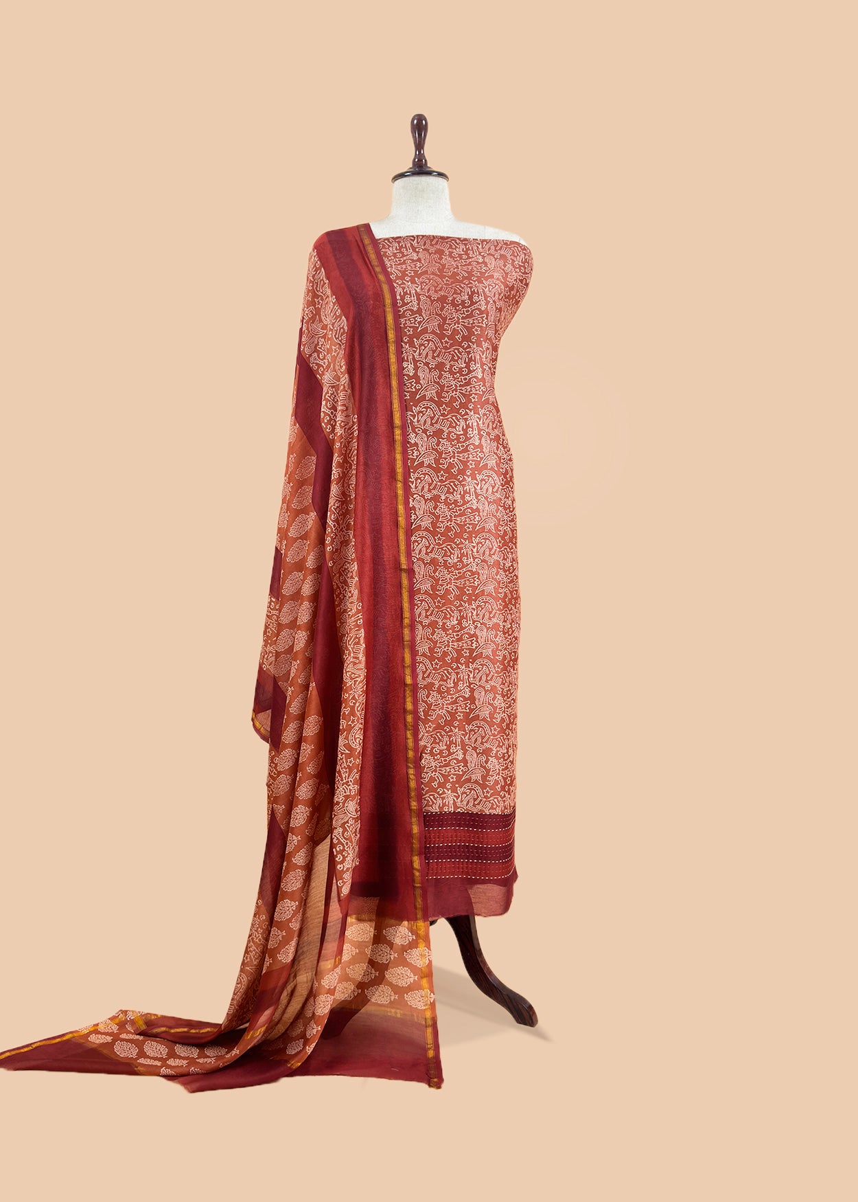 Maheshwari unstitched suit set at the best price

