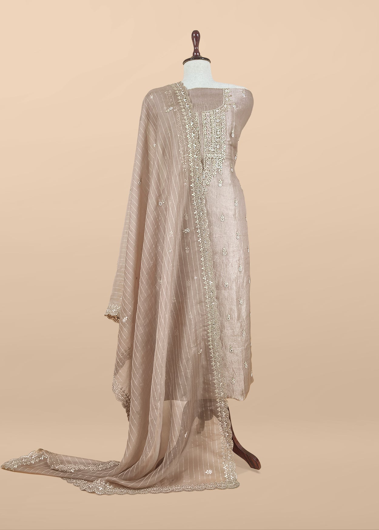 Festive wear pure crushed tissue silk suit fabric


