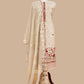 Light Fawn Linen Chanderi Unstitched Suit With French Knot And Kantha Hand Embroidery