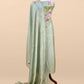 Sage Green Handloom Chanderi Silk With Floral Thread Embroidery