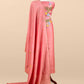 Peach Handloom Chanderi Silk With Floral Thread Embroidery