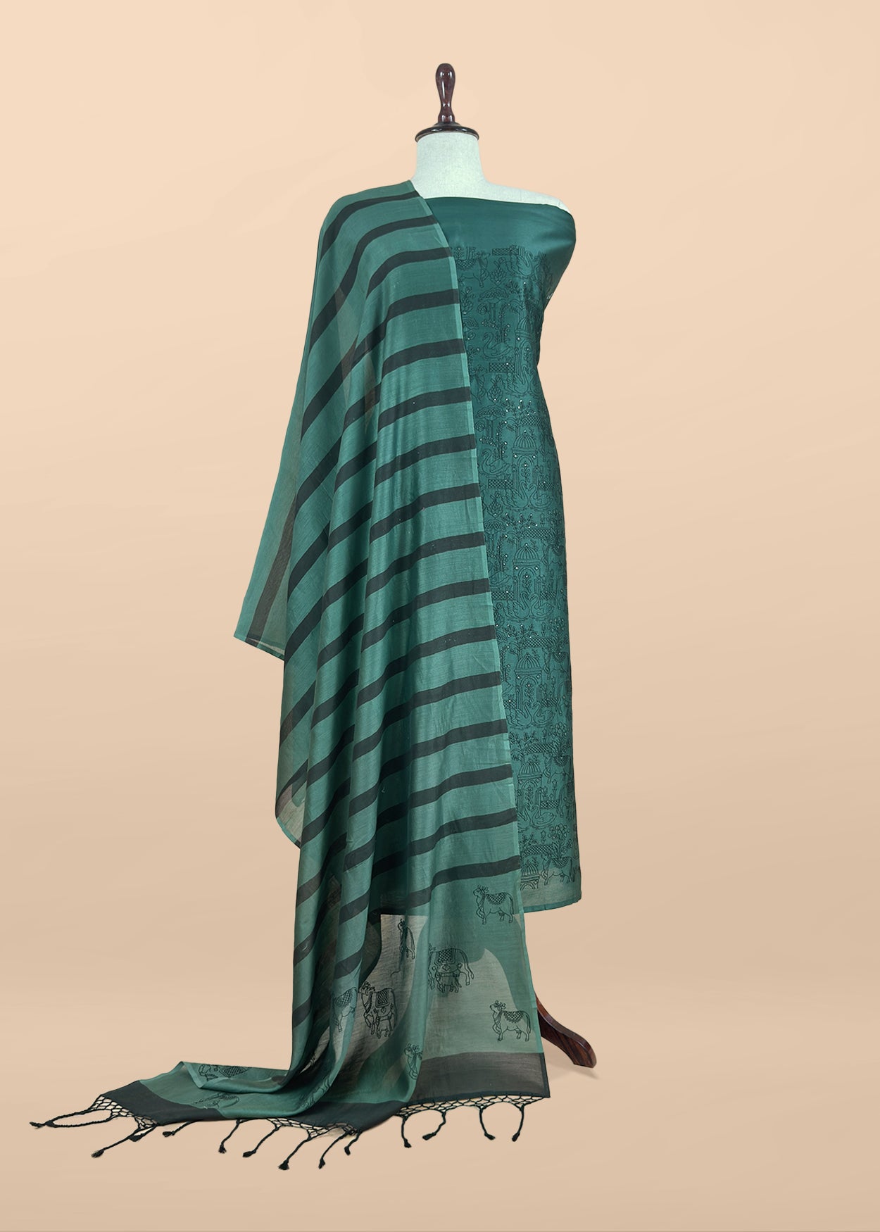 Banarasi chanderi suit with shikharghar thread embroidery

