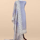 Blue Handloom Kora Silk Suit Fabric With Resham Embroidery
