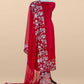 Red Handloom Kora Silk Suit With Parsi Embroidery