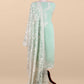 Pastel Sea Green Handloom Mulmul Kurta And Kora Silk Dupatta With Ivory Resham Embroidery