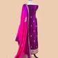 Royal Purple Handloom Silk Suit With Ombre Dupatta In Dori Embroidery