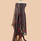 Pure handloom kora silk suit with resham embroidery

