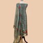 Pure handloom kora silk suit with resham embroidery

