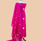 Pure handloom kora silk suit with resham embroidery

