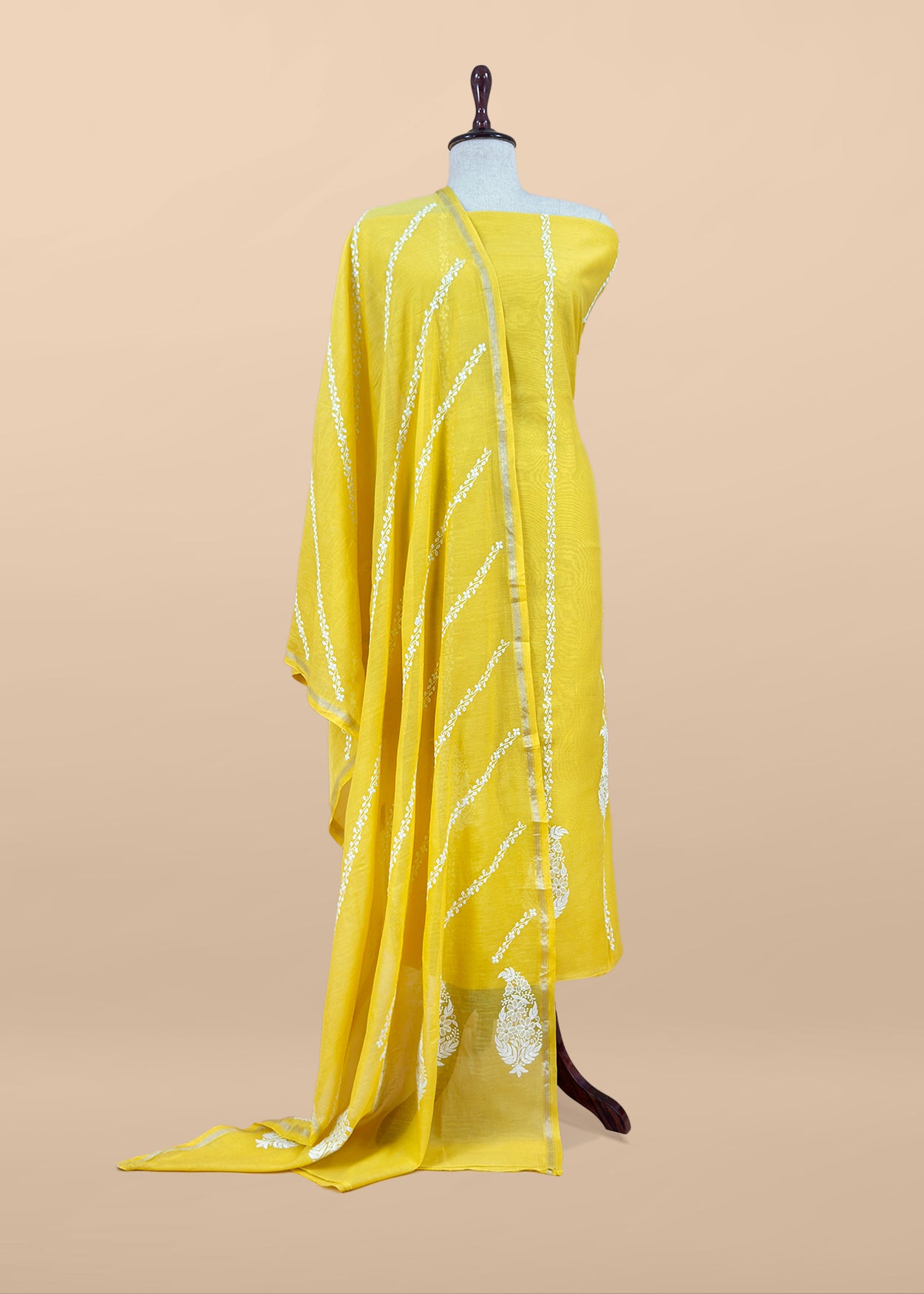 Yellow Pure Mul Cotton Suit Beautiful Floral Embroidery
