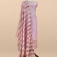 Peach Pure Banarasi Silk Suit With Zari Weaving