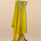 Luxe Lemon Yellow Dupion Silk Kurta and Kora Silk Dupatta With Handwork