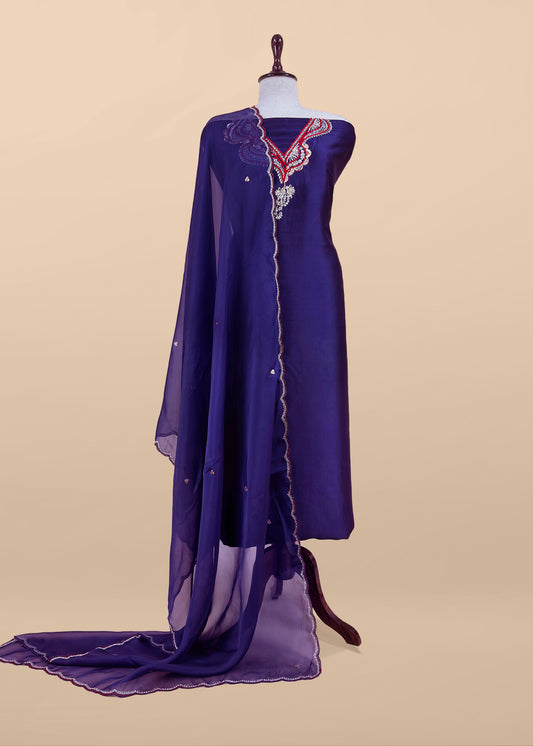 Traditional indian wedding wear dupion silk suit

