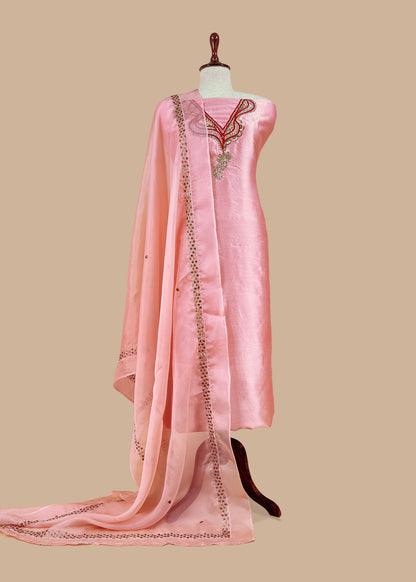 Luxury dupion silk suit with dori dabka zardosi handwork

