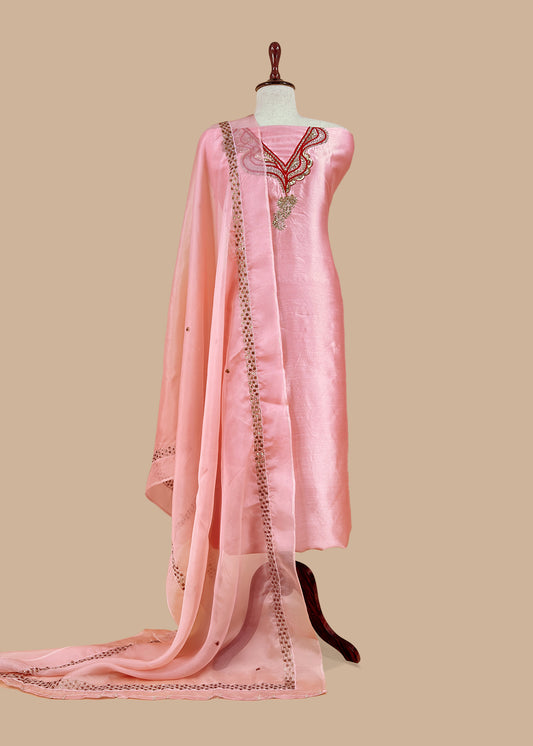 Luxury dupion silk suit with dori dabka zardosi handwork

