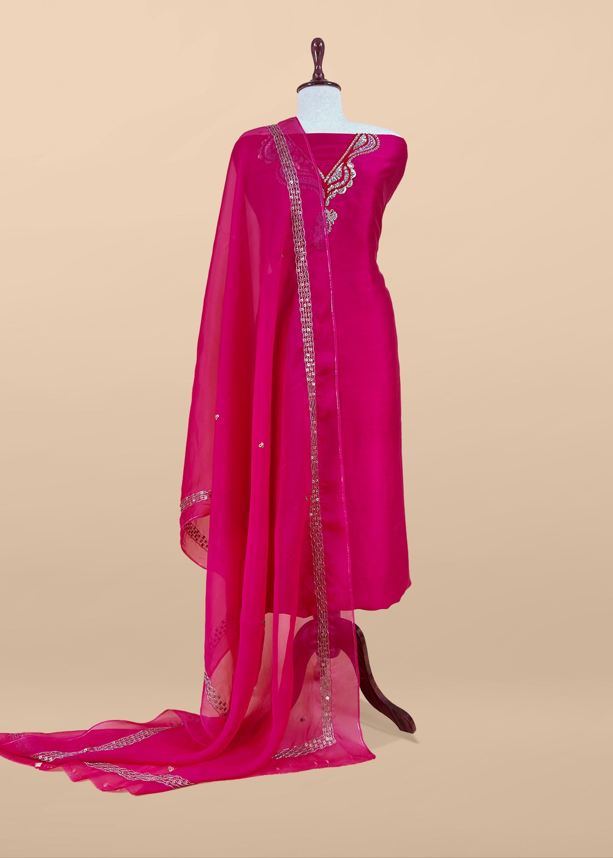 Traditional indian wedding wear dupion silk suit

