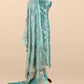 Turquoise Blue Handloom Tissue Silk With Cross Stitched Embroidery