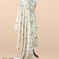 Beige And Green Linen Chanderi Suit With Jamdani Weaving