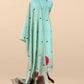 Turquoise Linen Chanderi Suit With Jamdani Weaving