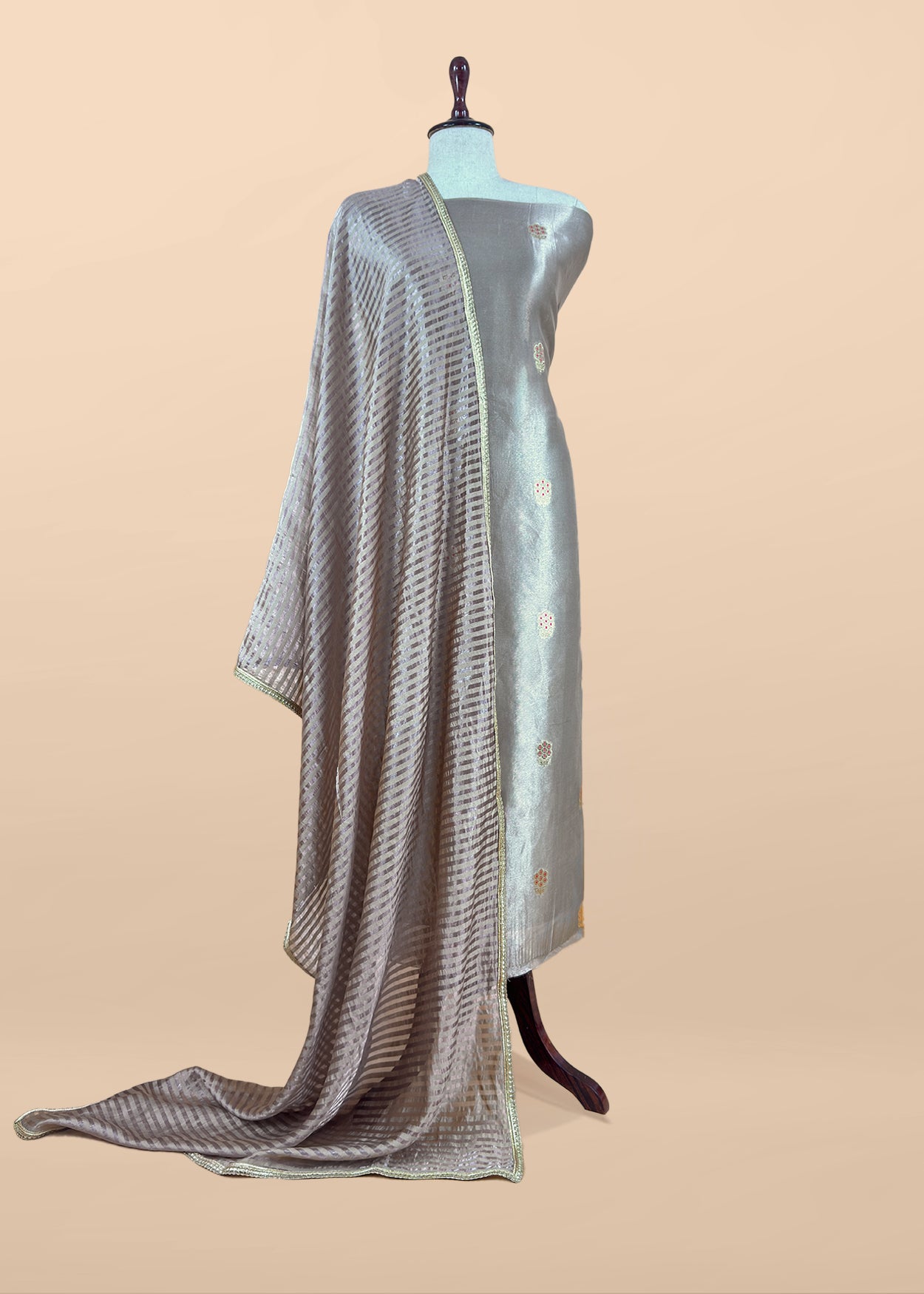 Traditional indian wedding wear tissue silk suit

