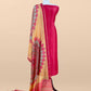 Red Pure Maheshwari Silk Suit With Kantha Stitch Hand Embroidery