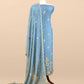Blue Pure Mul Cotton Suit With Flower Embroidery