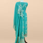 Tiffany Blue Mul Chanderi Unstitched Suit With Pitta Work
