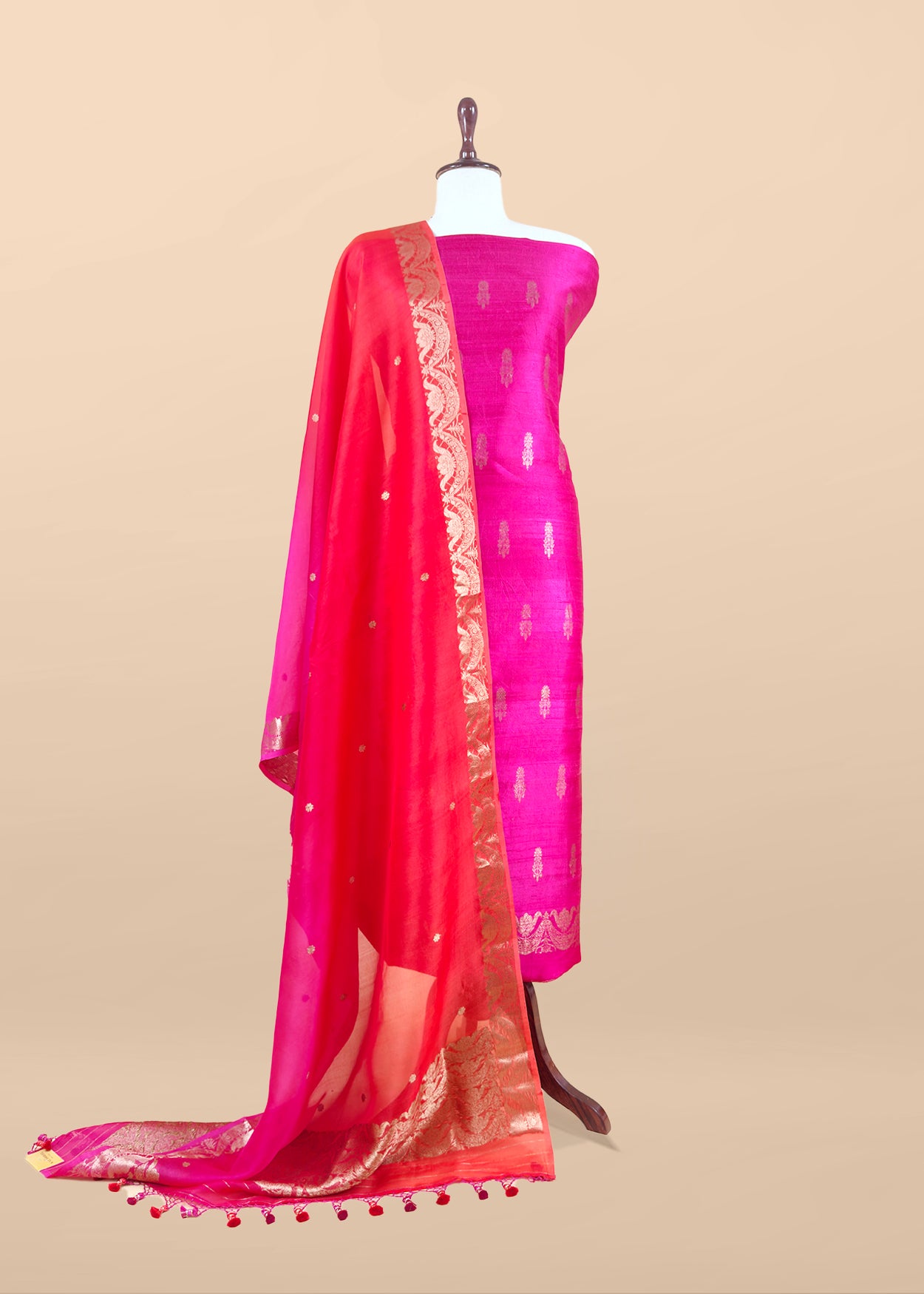 Buy Raw Silk Suit With Kora Silk contrast Dupatta

