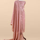 Peach Handloom Mulmul Suit With Pitta Work