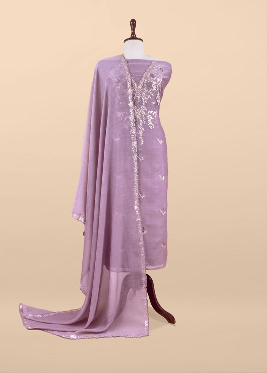 Pure mulmul suit set with pitta work

