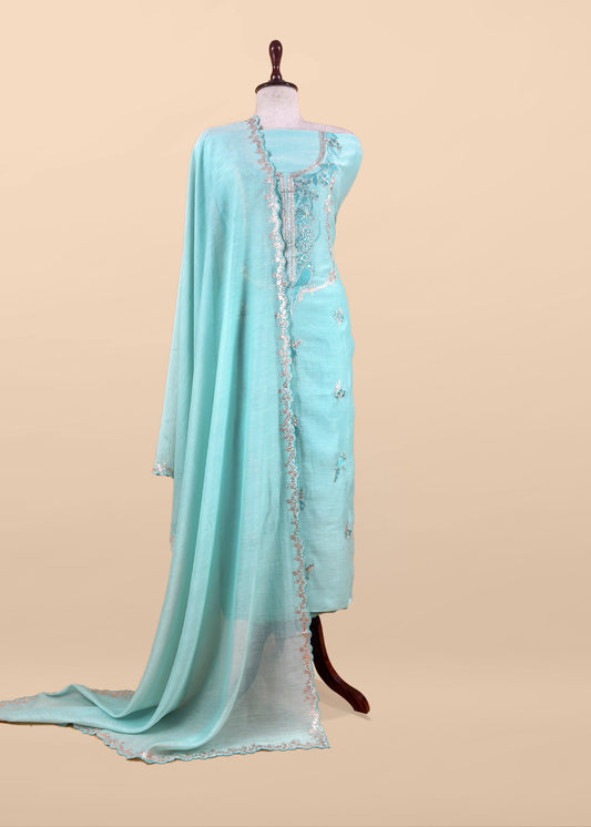 Pure mul unstitched suit with pitta handwork

