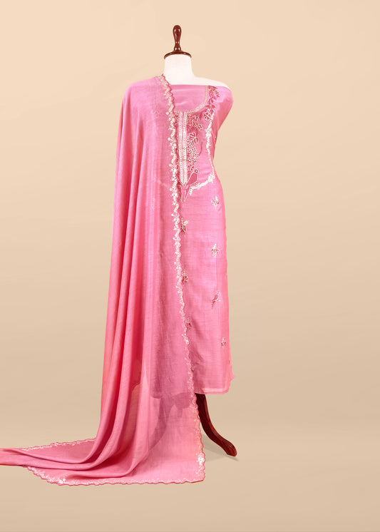 Pure mul unstitched suit with pitta handwork

