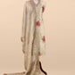Beige Pastel Unstitched Dupatta-Suit In Handloom Tissue-Silk With Pearl And Sequins