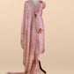 Pink Pastel Unstitched Dupatta-Suit in Handloom Tissue-Silk with Pearl and Sequins