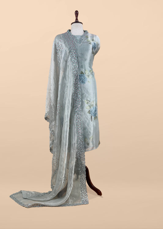 Luxury handloom tissue silk suit with dupatta

