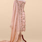 Luxe Baby Pink Handloom Kora Silk Unstitched Suit Fabric With Antique Dabka Dori Hand Embroidery