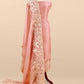 Kalasheel Luxe Peach Handloom Organza Suit With Garden French Embroidery