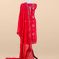 Red Handloom Mul Chanderi Suit With Gold Pitta Hand Work And Embroidery