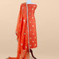Luxe Tangerine Handloom Silk Kurta and Kora silk dupatta with Handwork