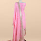Pink Handloom Linen Silk With Kadwa Weaves