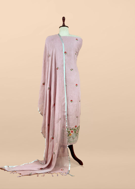 Lilac Presenting Our Pure Linen Unstitched Dupatta-Suit From Kalasheel’s The Little Garden Collection 🕊️