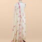 White With Pink Handloom Georgette Suit With Thread Embroidery