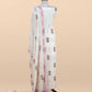 White With Pink Handloom Georgette Suit With Thread Embroidery