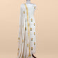 White With Yellow Handloom Georgette Suit With Thread Embroidery