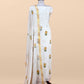White With Blue Handloom Georgette Suit With Thread Embroidery