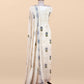 White With Blue Handloom Georgette Suit With Thread Embroidery