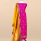 Pink Handloom Raw Silk Kurta And Kora Silk Dupatta With Gold Kadwa Weaving