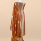 Rust  Designer Pure Brocade silk kurta and organza dupatta