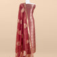 Red Designer Pure Brocade silk kurta and organza dupatta